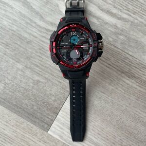Black and Red Sports Watch - Dual Time Alarm